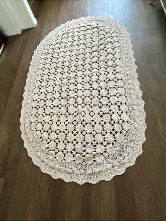 Other - Cream Crochet Oval table cloth - Soft Handcrafted Look 48/80 Inches